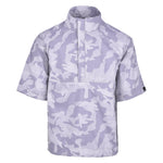 Men's Quarter-Zip Short Sleeve Rain Pullover, Gray Camo. Front View.