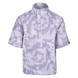 Men's Quarter-Zip Short Sleeve Rain Pullover, Gray Camo. Front View.