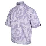 Men's Quarter-Zip Short Sleeve Rain Pullover, Gray Camo. 45 Degree Left View.