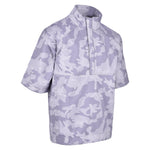 Men's Quarter-Zip Short Sleeve Rain Pullover, Gray Camo. 45 Degree Right View.