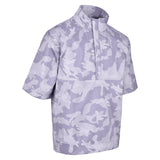 Men's Quarter-Zip Short Sleeve Rain Pullover, Gray Camo. 45 Degree Right View.