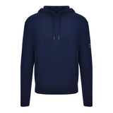 Men's Cashmere Hooded Sweater, Navy. Front view.