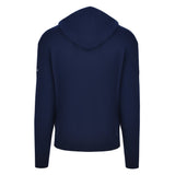 Men's Cashmere Hooded Sweater, Navy. Back view.