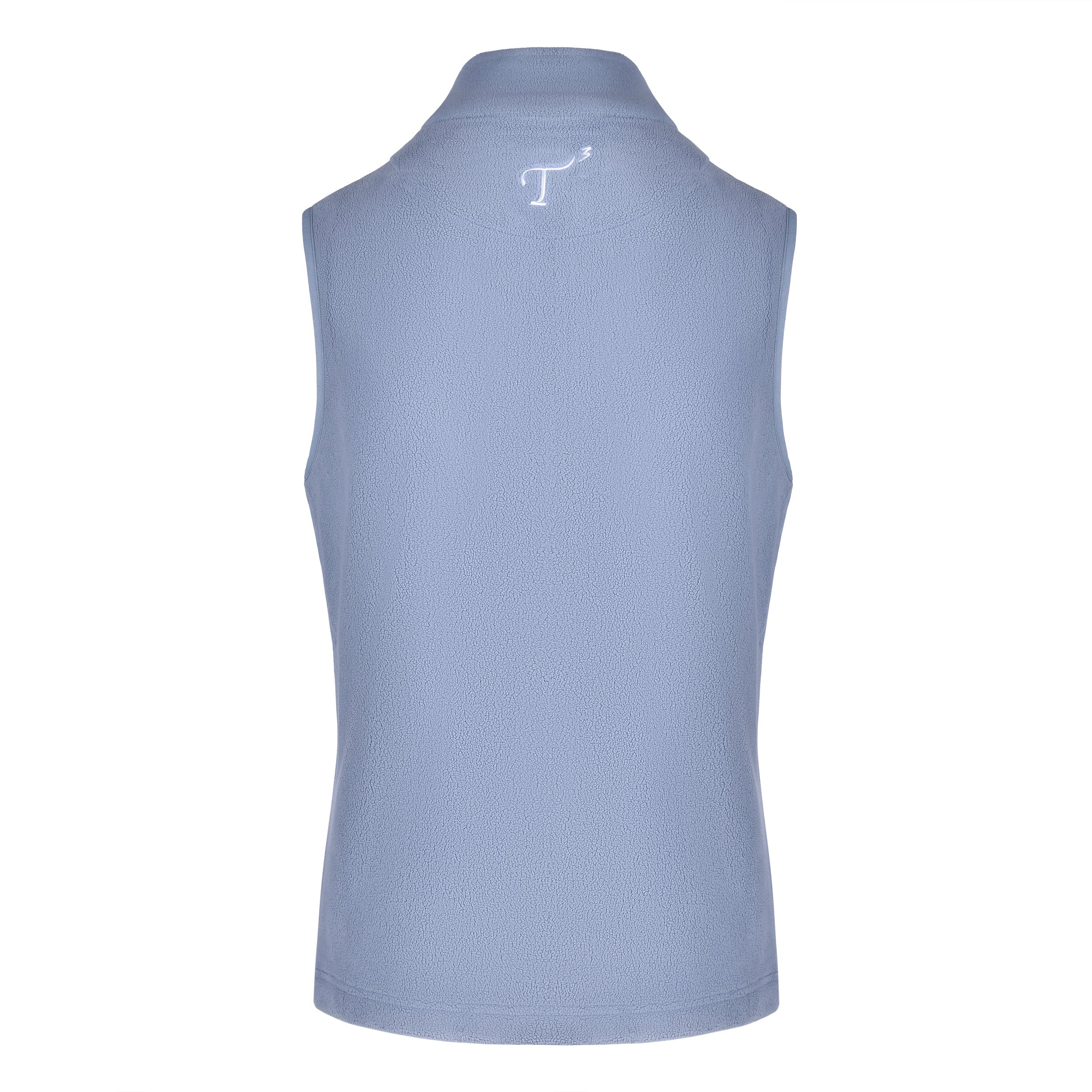 Women's Fleece Vest, Blue. Back view.