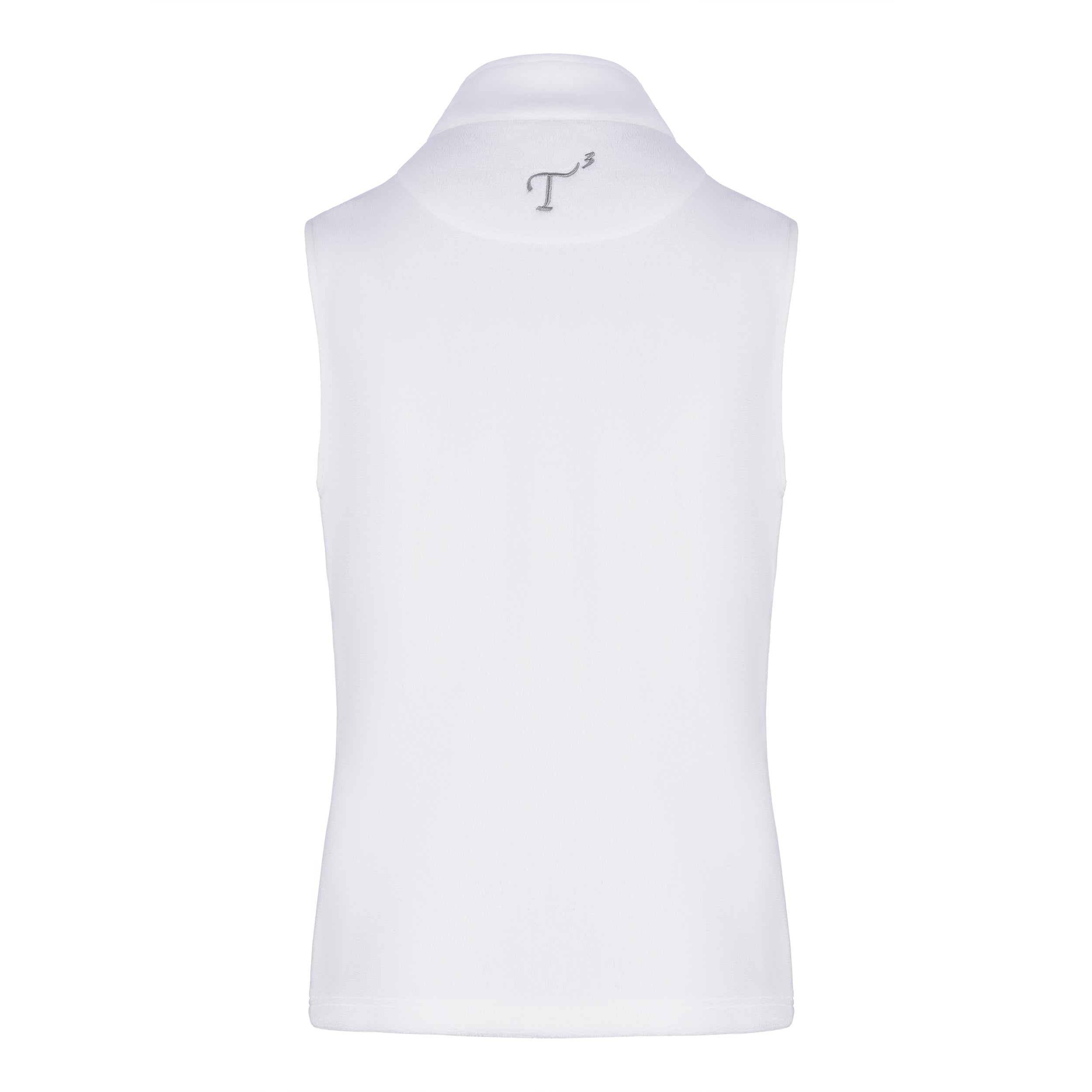Women's Fleece Vest, White. Back view.