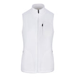 Women's Fleece Vest, White. Front view.