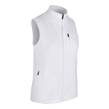 Women's Fleece Vest, White. 45 degree right view.