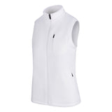 Women's Fleece Vest, White. 45 degree left view.