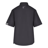 Women's Full-Zip Short Sleeve Rain Jacket, Black. Back view.
