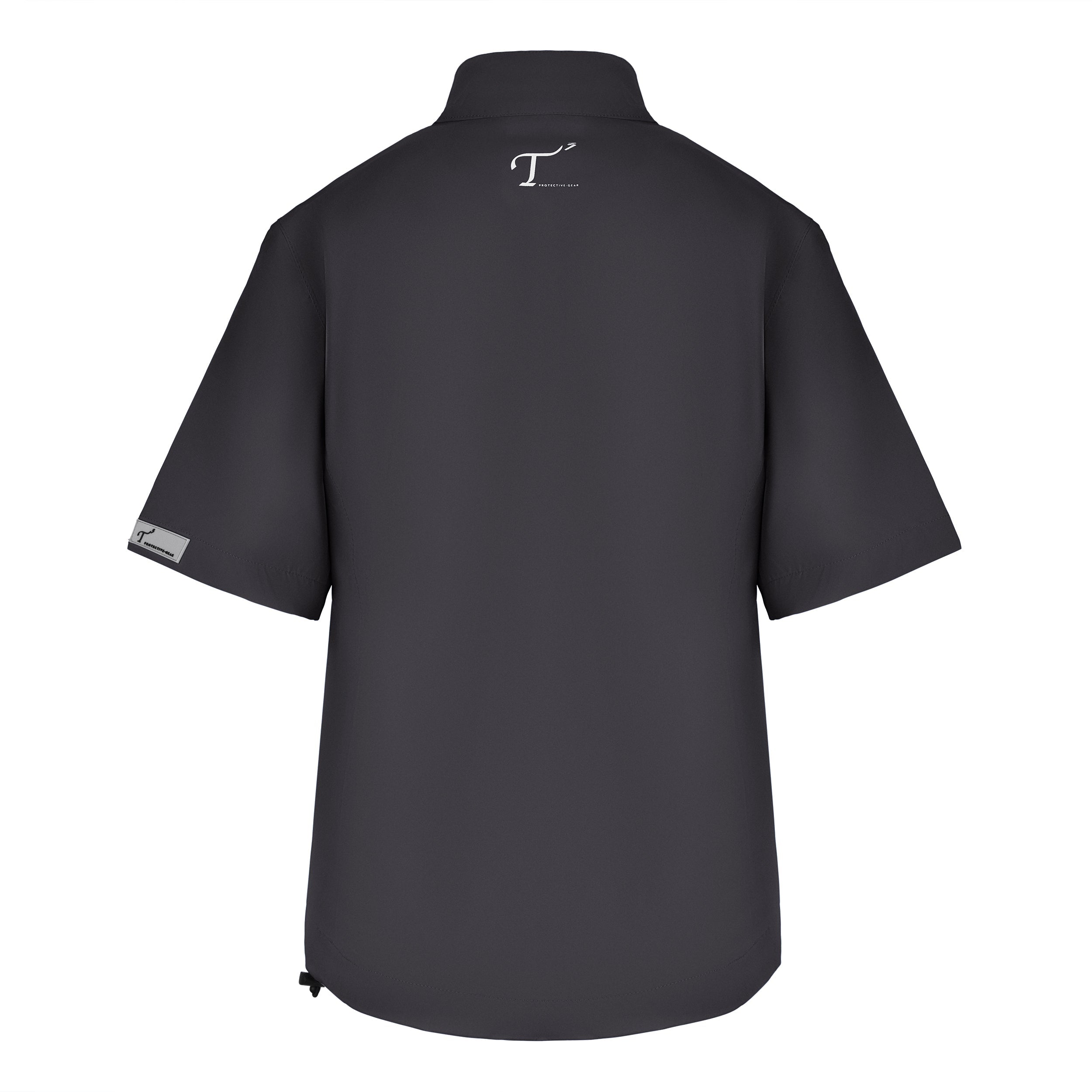 Women's Full-Zip Short Sleeve Rain Jacket, Black. Back view.