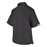Women's Full-Zip Short Sleeve Rain Jacket, Black. 45 degree left view.