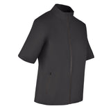 Women's Full-Zip Short Sleeve Rain Jacket, Black. 45 degree right view.