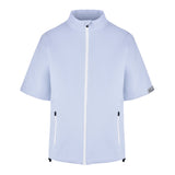 Women's Full-Zip Short Sleeve Rain Jacket, Ice/White. Front view.