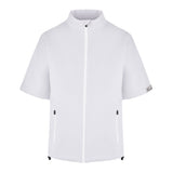 Women's Full-Zip Short Sleeve Rain Jacket, White. Front view.