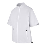 Women's Full-Zip Short Sleeve Rain Jacket, White. 45 degree left view.