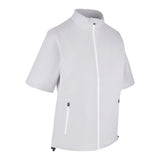 Women's Full-Zip Short Sleeve Rain Jacket, White. 45 degree right view.