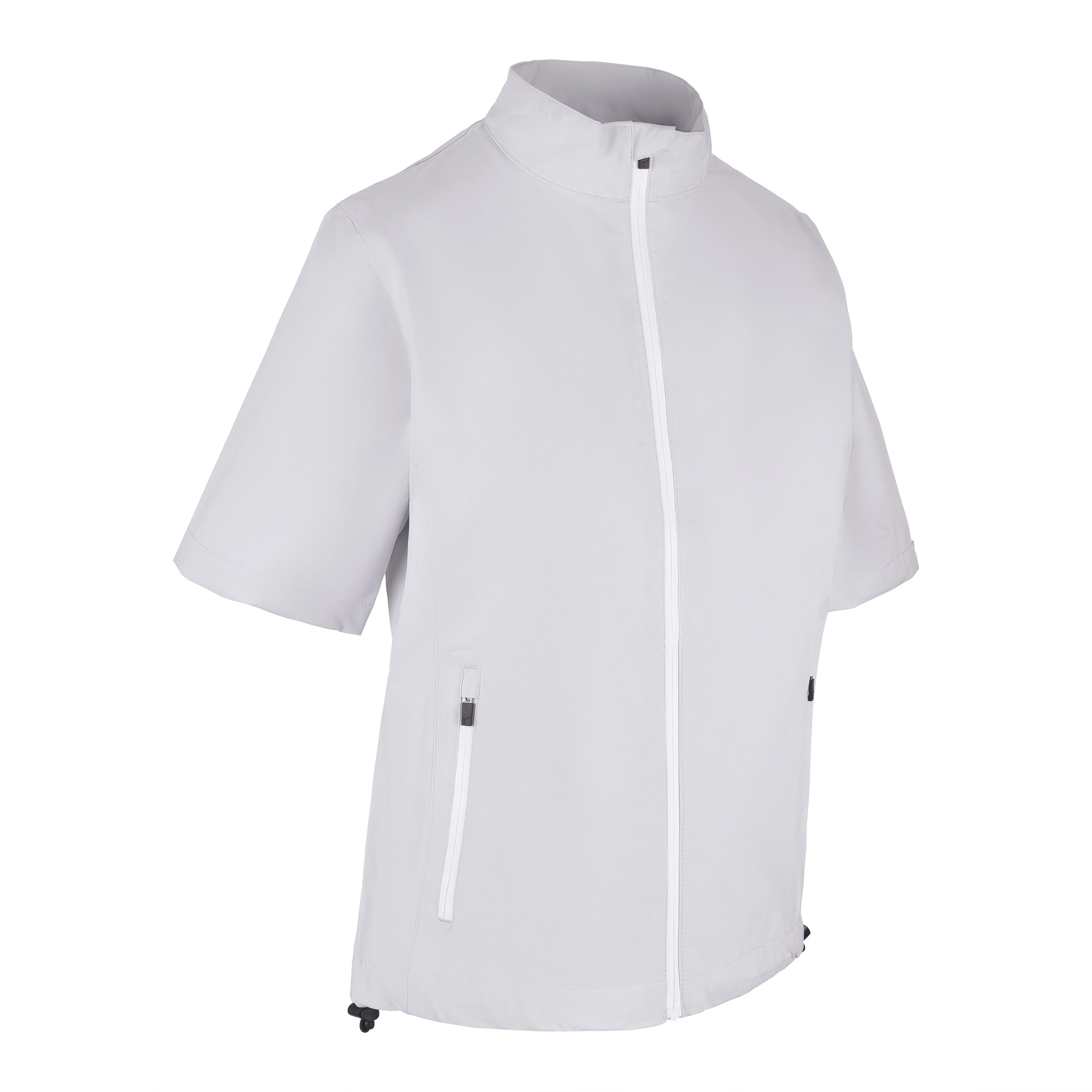 Women's Full-Zip Short Sleeve Rain Jacket, White. 45 degree right view.