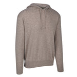Men's Cashmere Hooded Sweater, Beige. 45 degree right view.