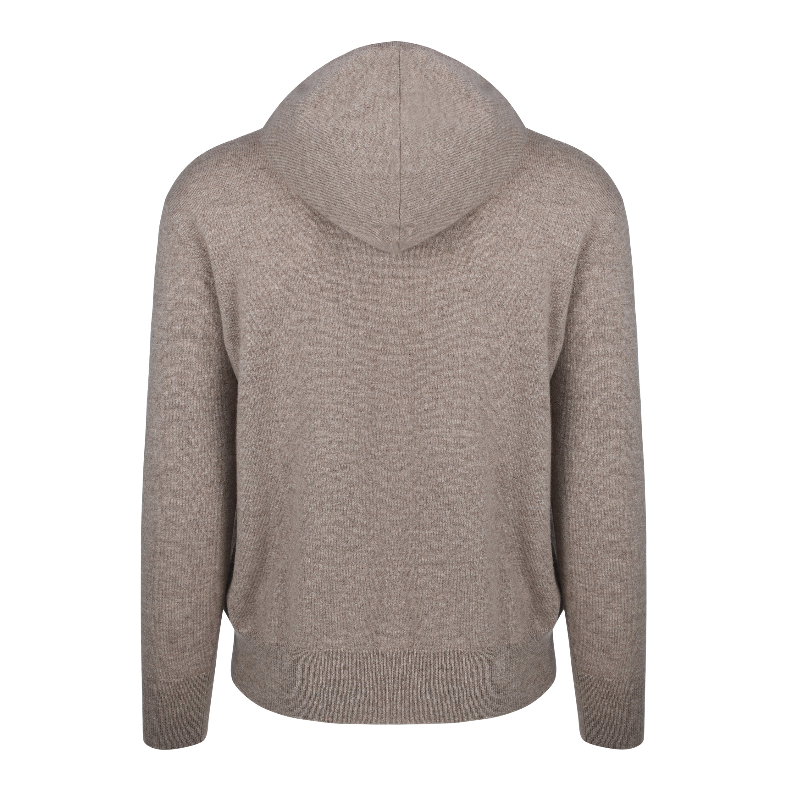 Men's Cashmere Hooded Sweater, Beige. Back view.