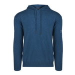 Men's Cashmere Hooded Sweater, Blue. Front view.
