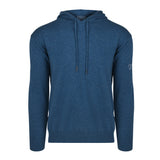 Men's Cashmere Hooded Sweater, Blue. Front view.