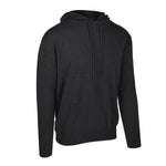 Men's Cashmere Hooded Sweater, Charcoal. 45 degree right view.