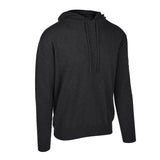Men's Cashmere Hooded Sweater, Charcoal. 45 degree right view.
