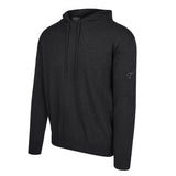 Men's Cashmere Hooded Sweater, Charcoal. 45 degree left view.