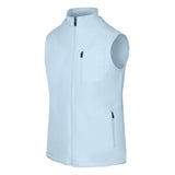 Women's Fleece Vest, Powder Blue. 45 degree left view.