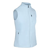 Women's Fleece Vest, Powder Blue. 45 degree right view.