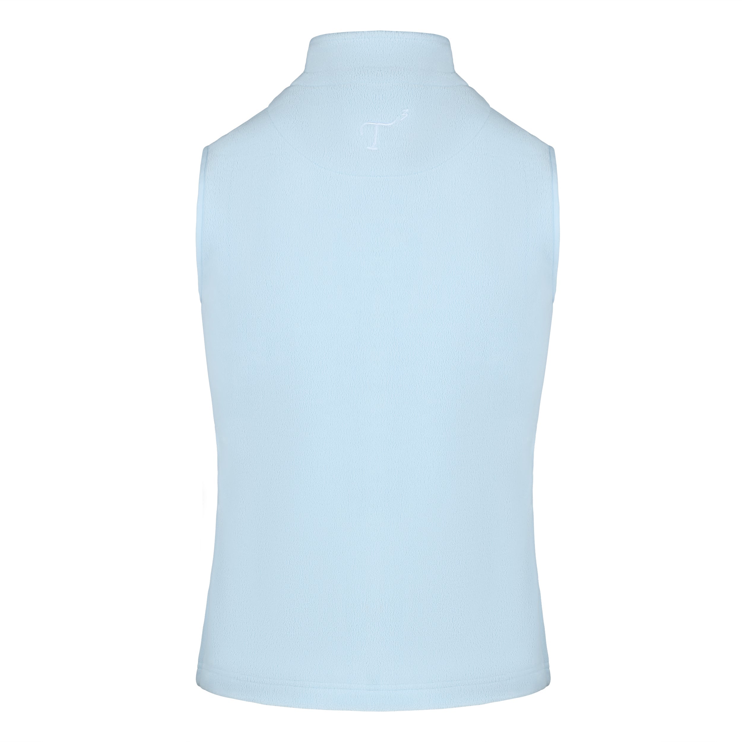 Women's Fleece Vest, Powder Blue. Back view.