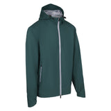 Men's Lightweight Wind Jacket with Hood, Forest Green. 45 degree right view.