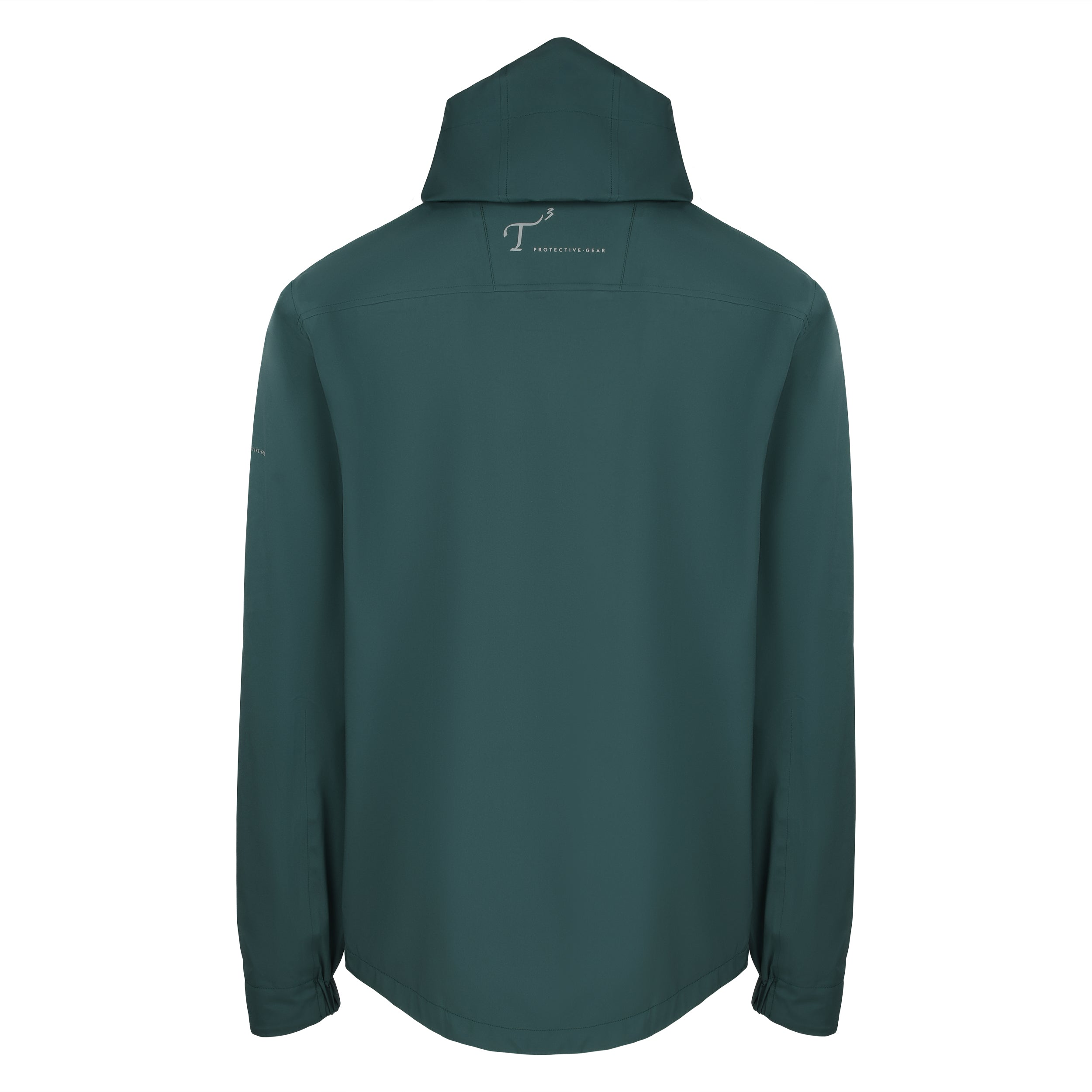 Men's Lightweight Wind Jacket with Hood, Forest Green. Back view.