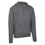 Men's Cashmere Hooded Sweater, Gray. 45 degree right view.