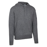 Men's Cashmere Hooded Sweater, Gray. 45 degree right view.