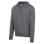 Men's Cashmere Hooded Sweater, Gray. 45 degree left view.