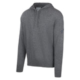 Men's Cashmere Hooded Sweater, Gray. 45 degree left view.