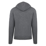 Men's Cashmere Hooded Sweater, Gray. Back view.