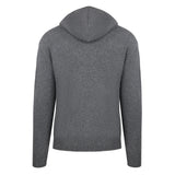 Men's Cashmere Hooded Sweater, Gray. Back view.