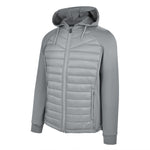 Men's Thinsulate Hybrid Hooded Long Sleeve Jacket, Gray. 45 degree left view.