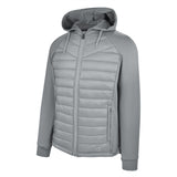 Men's Thinsulate Hybrid Hooded Long Sleeve Jacket, Gray. 45 degree left view.