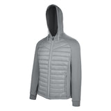 Men's Thinsulate Hybrid Hooded Long Sleeve Jacket, Gray. 45 degree left view.