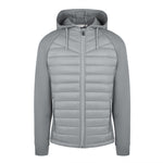 Men's Thinsulate Hybrid Hooded Long Sleeve Jacket, Gray. Front view.