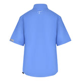 Women's Full-Zip Short Sleeve Rain Jacket, Regatta Blue/Navy, Back View