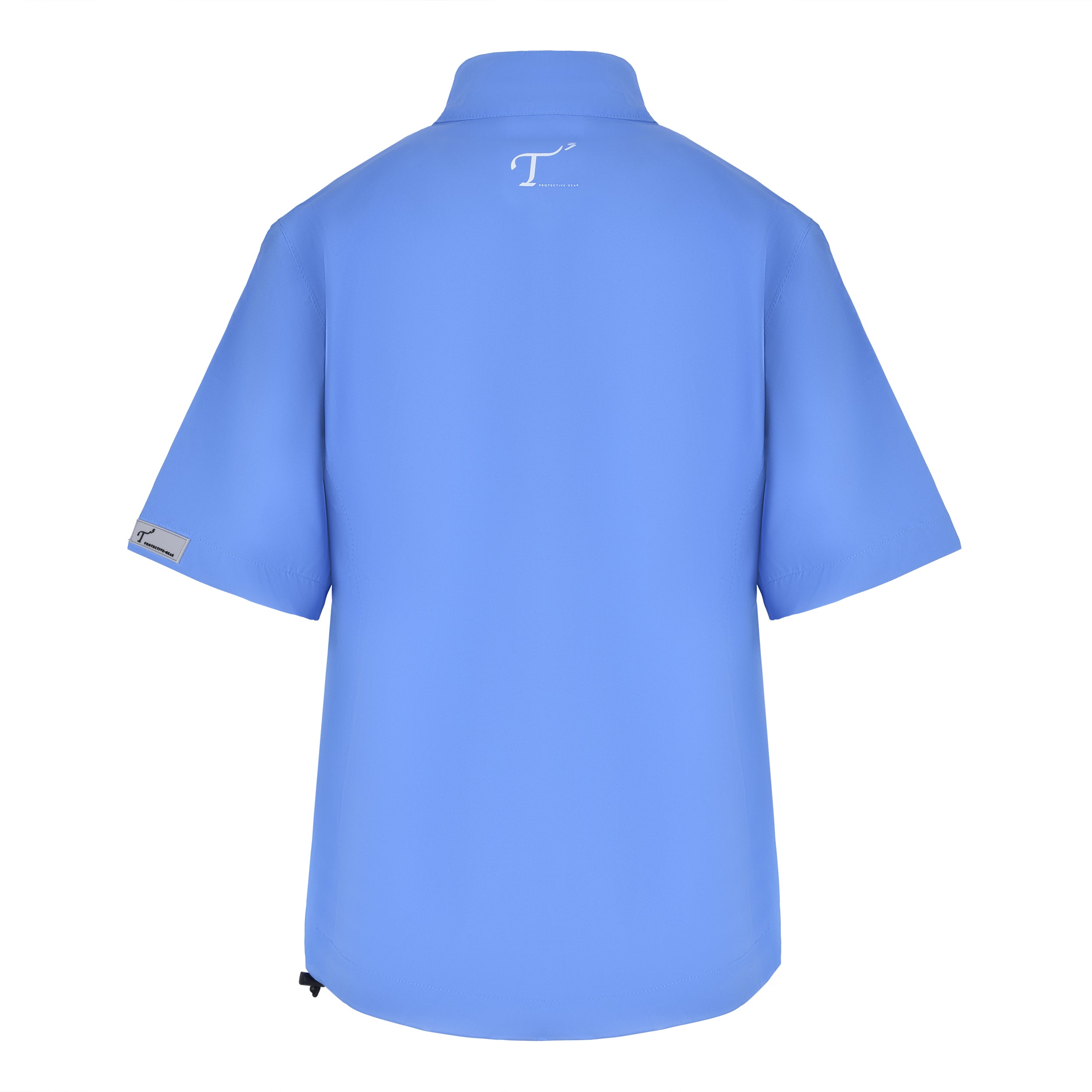 Women's Full-Zip Short Sleeve Rain Jacket, Regatta Blue/Navy, Back View