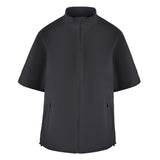 Women's Full-Zip Short Sleeve Rain Jacket, Black. Front view.