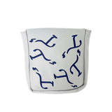 White mallet-style putter cover with navy embroidered T3 logos in a randomized pattern.