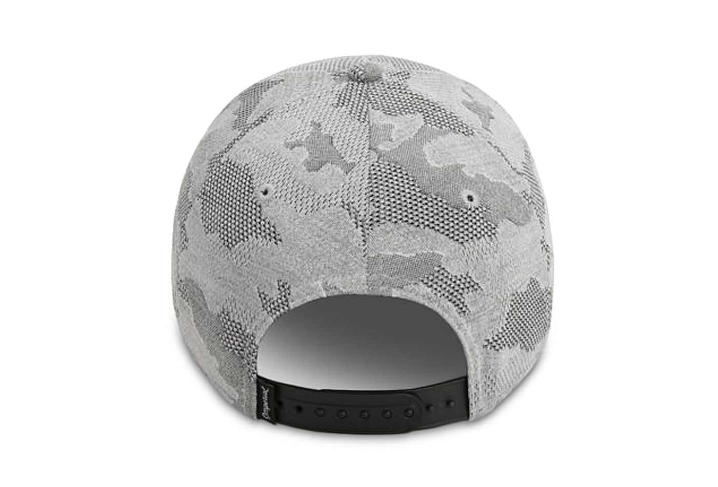 Back view of a men's mid-crown performance ball cap in camo gray.