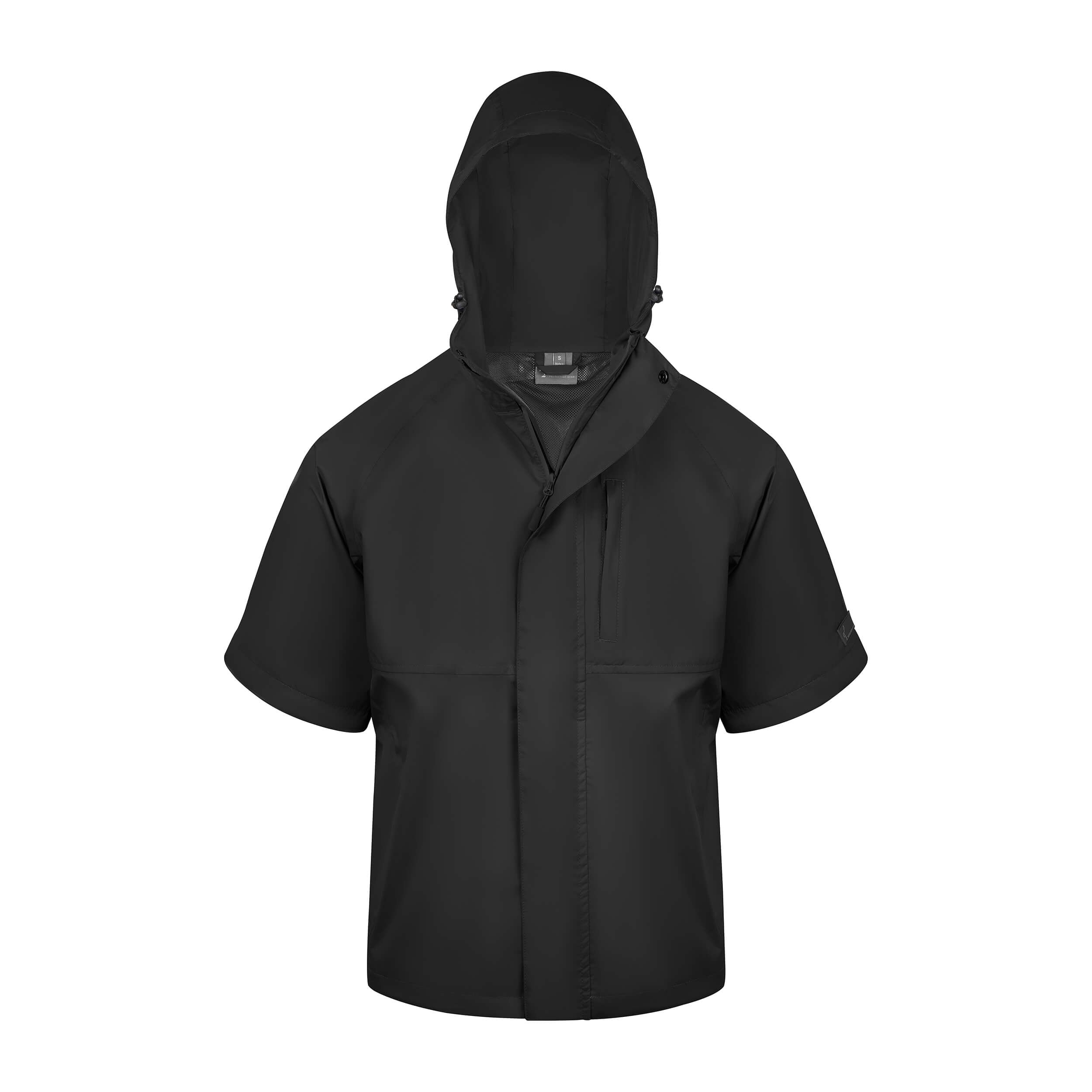 Men's Full Zip, Short Sleeve, Lightweight Rain Jacket with Hood