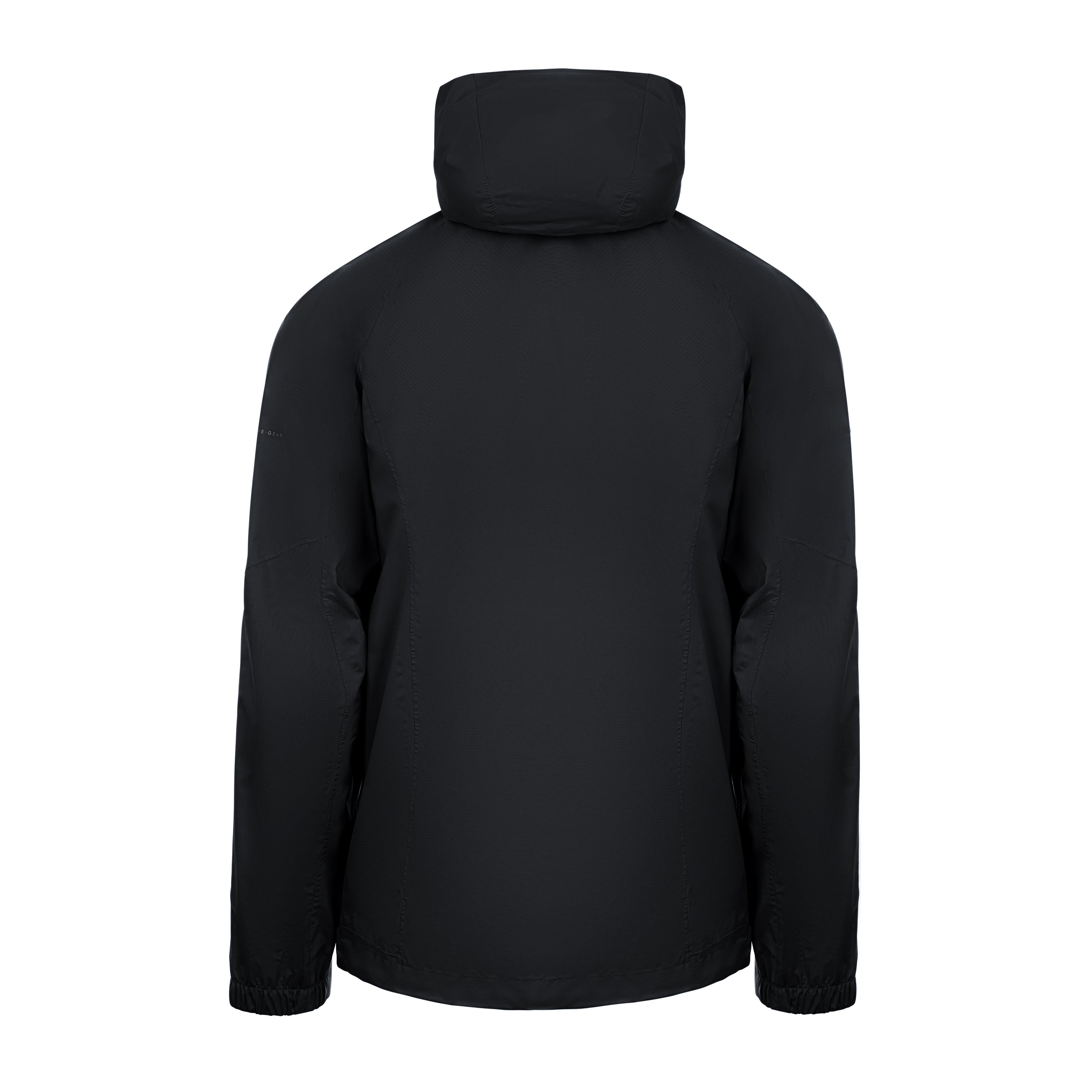 Men's Sport, Lightweight Rain Jacket with Hood, Black. Back view.